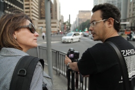 Daniela Sallet e Juan Zapata nas gravações em São Paulo